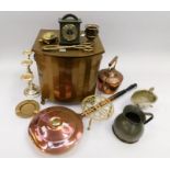 A collection of silver plated flat wares, copper items, pewter, including boxed sets (Q)
