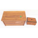A walnut music box together with an Edwardian mahogany trinket box