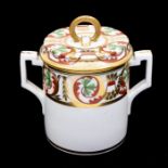 A Derby porcelain chocolate pot and cover, circa 1800, white ground the upper body and cover