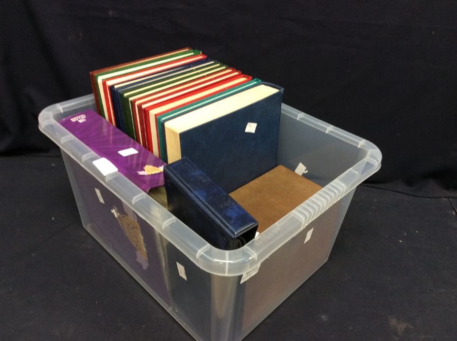 Carton containing 12 stockbooks and FDC album containing a vast whole world collection of more