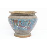 An early 20th Century Cloisonne table planter with Egyptian detail