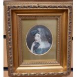 Two framed miniature prints of 19th Century ladies