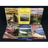 A collection of railway books signed by the authors along with one magazine