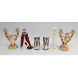 A collection of ceramics to include; A pair of Royal Worcester Candelabra depicting tree branches