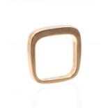 A modernist style 18ct gold ring, square firm, width approx 3mm, size approx J but possibly