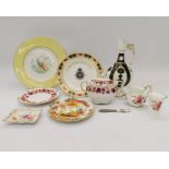 A collection of Royal Crown Derby tea items in different patterns, including Royal Antoinette,