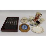 A collection of mixed mid-20th century ceramics, glass and thimbles