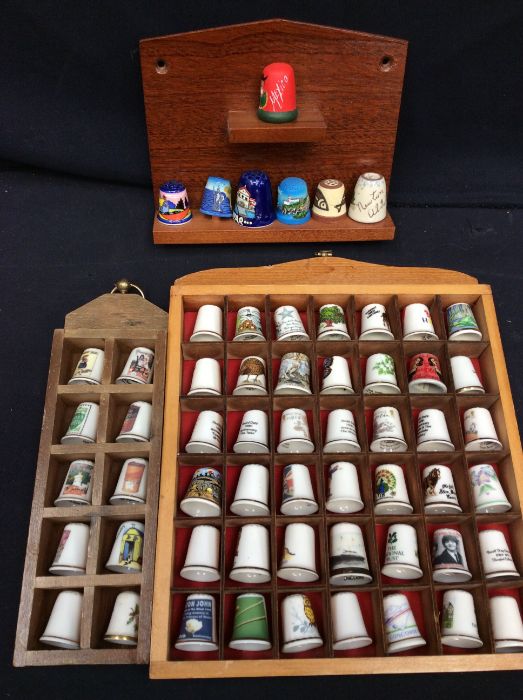 Large collection of mixed collectors' thimbles along with display trays, stands etc. - Image 13 of 17