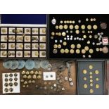 Collection of Masonic buttons with other Masonic items.