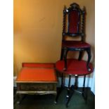 *Item to be collected from Friargate, Derby* A Victorian black lacquered chair, the shaped padded