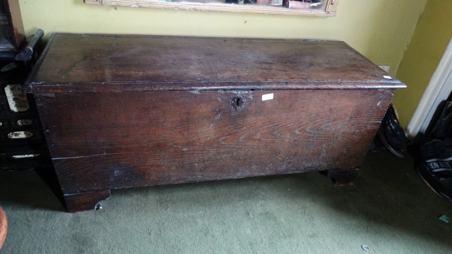 *Item to be collected from Friargate, Derby*  An 18th century oak coffer, of plain form, the - Image 2 of 12