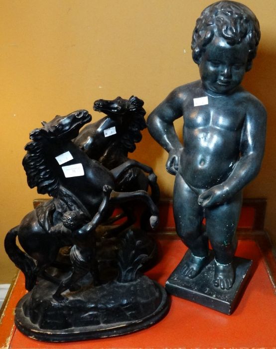 *Item to be collected from Friargate, Derby* A pair of late 19th century spelter figures, of men and