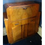 *Item to be collected from Friargate, Derby* An Art Deco walnut veneered bureau, labelled 'Talent