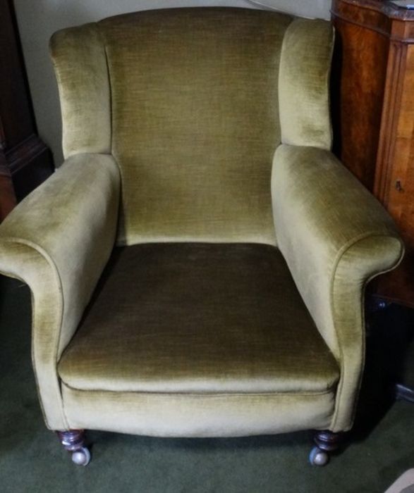 *Item to be collected from Friargate, Derby* A George III wing back armchair, raised on four - Image 2 of 3