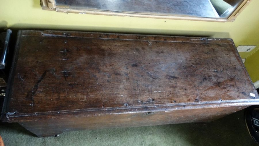 *Item to be collected from Friargate, Derby*  An 18th century oak coffer, of plain form, the - Image 3 of 12