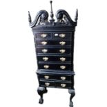 *Item to be collected from Friargate, Derby*  A late 19th century ebonised chest on stand, of slim