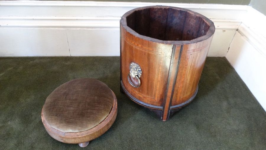 *Item to be collected from Friargate, Derby* A Regency mahogany circular coal / log box, brass - Image 3 of 3