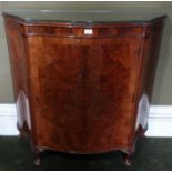 *Item to be collected from Friargate, Derby* A 20th Century walnut veneered serpentine front