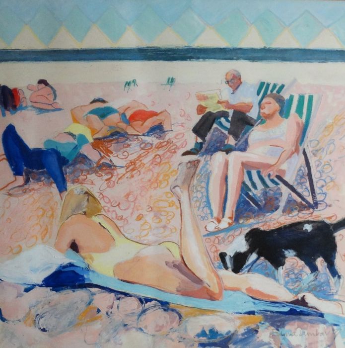 *Item to be collected from Friargate, Derby* Emma Dunbar (20th century, At the beach), mixed media