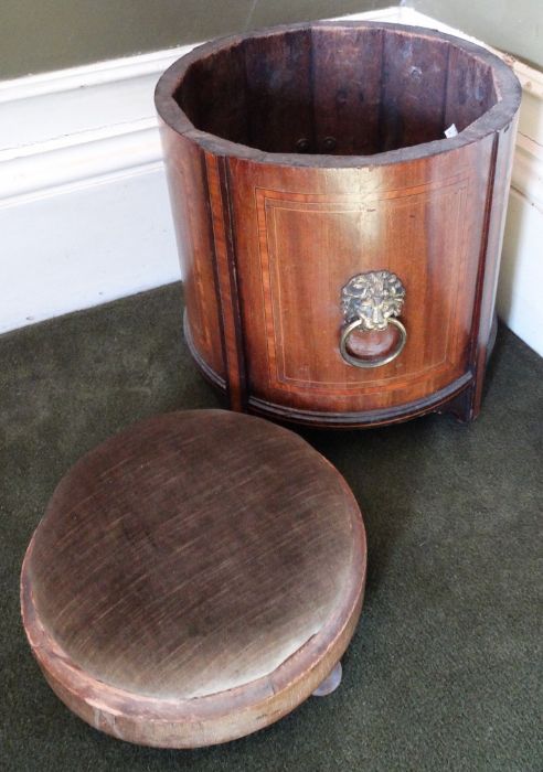 *Item to be collected from Friargate, Derby* A Regency mahogany circular coal / log box, brass - Image 2 of 3