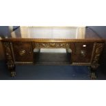 *Item to be collected from Friargate, Derby* A large Victorian/Edwardian mahogany desk, the slightly