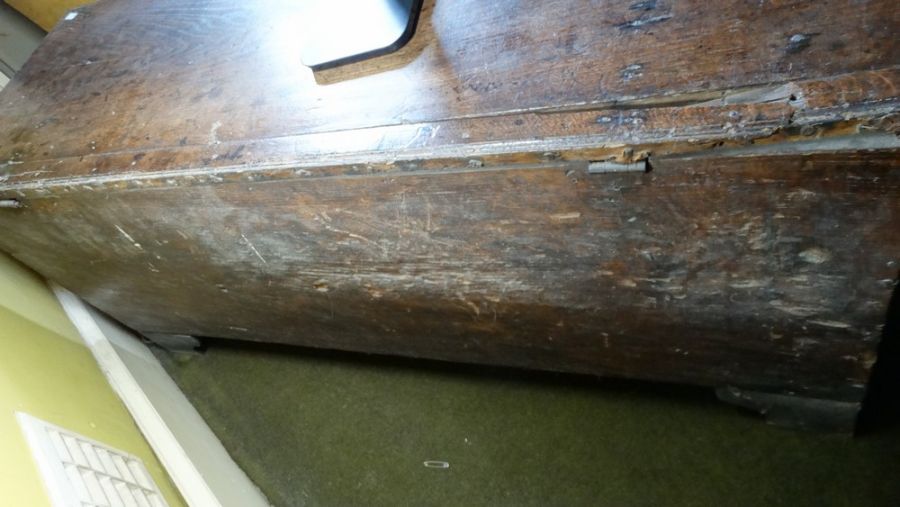 *Item to be collected from Friargate, Derby*  An 18th century oak coffer, of plain form, the - Image 10 of 12