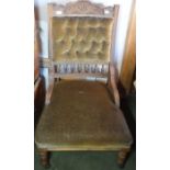 *Item to be collected from Friargate, Derby* A Victorian mahogany button back chair, carved top