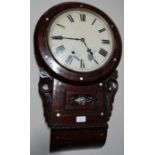 *Item to be collected from Friargate, Derby* A 19th Century rosewood drop-dial wall clock, 30cm