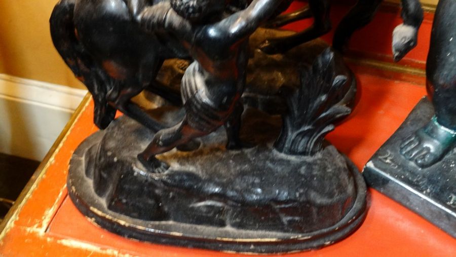 *Item to be collected from Friargate, Derby* A pair of late 19th century spelter figures, of men and - Image 2 of 7