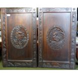 *Item to be collected from Friargate, Derby* A pair of 19th century oak panels, one carved depicting