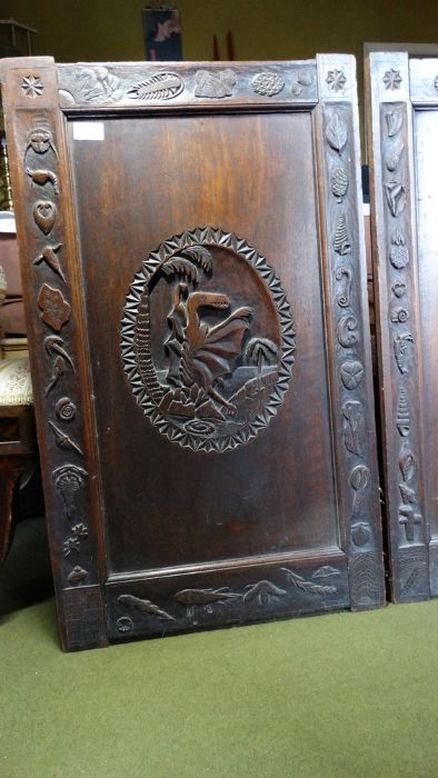 *Item to be collected from Friargate, Derby* A pair of 19th century oak panels, one carved depicting - Image 2 of 10