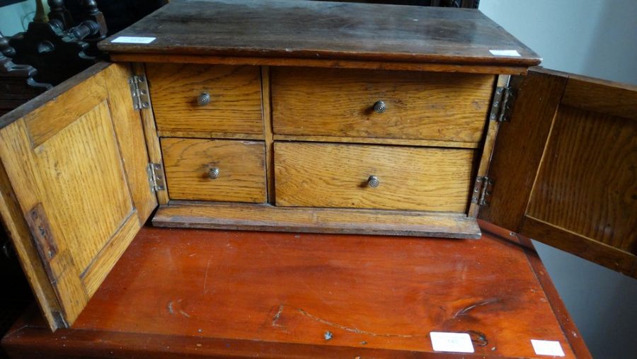 *Item to be collected from Friargate, Derby* A small Victorian oak cupboard, the two doors enclosing - Image 3 of 4