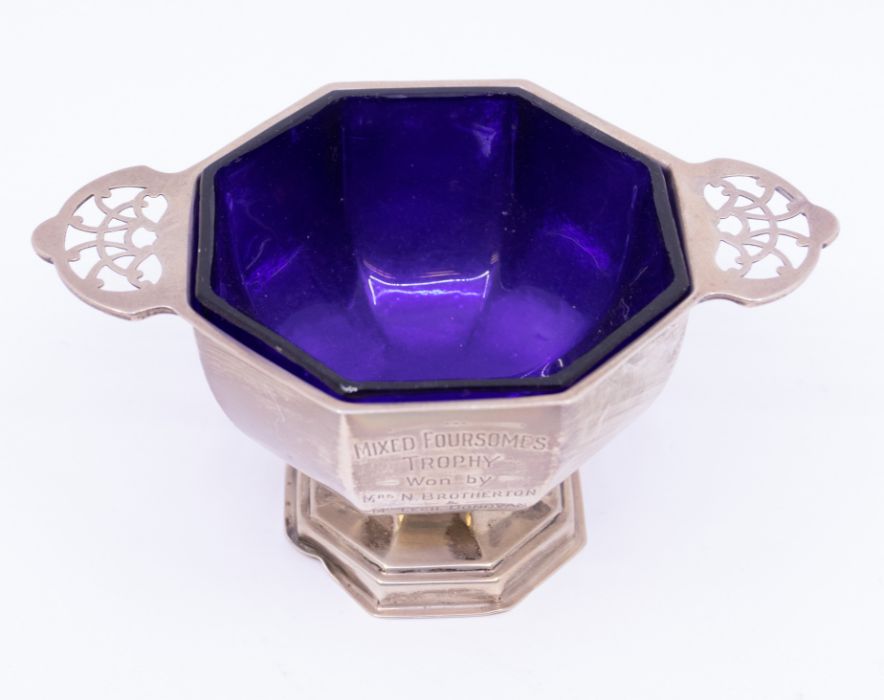 *Item to be collected from Friargate, Derby* A George V silver presentation twin handled octagonal - Image 2 of 4