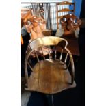 *Item to be collected from Friargate, Derby* A 19th century rush seat low armchair, wheel and