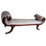 *Item to be collected from Friargate, Derby* A Regency rosewood window seat, double scroll ends,