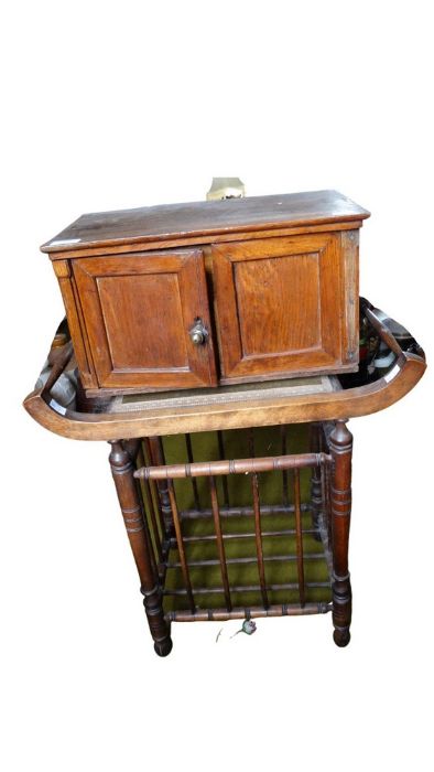 *Item to be collected from Friargate, Derby* A small Victorian oak cupboard, the two doors enclosing