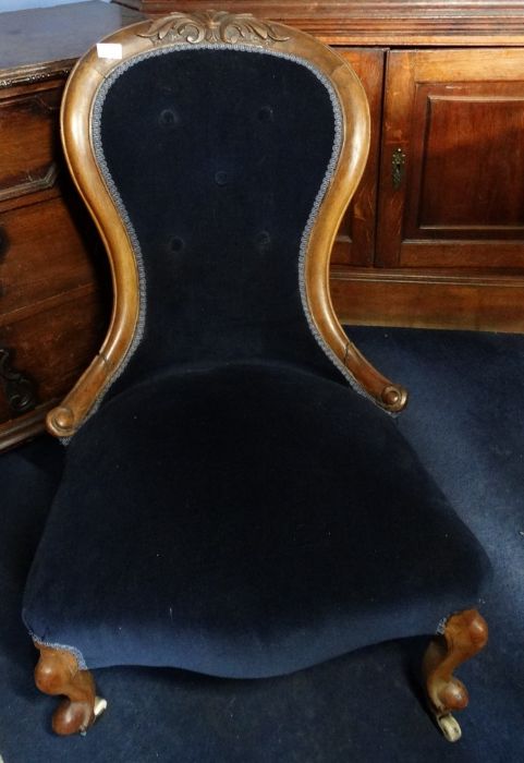 *Item to be collected from Friargate, Derby* A Victorian mahogany button back nursing chair,