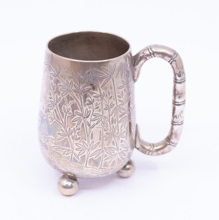 *Item to be collected from Friargate, Derby*  An early 20th Century Chinese export silver mug, - Image 3 of 4