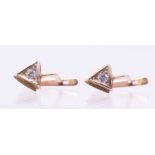 *Item to be collected from Friargate, Derby* A pair of modern 14k gold and CZ earrings, each set