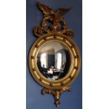 *Item to be collected from Friargate, Derby* A Regency reproduction convex circular wall mirror,