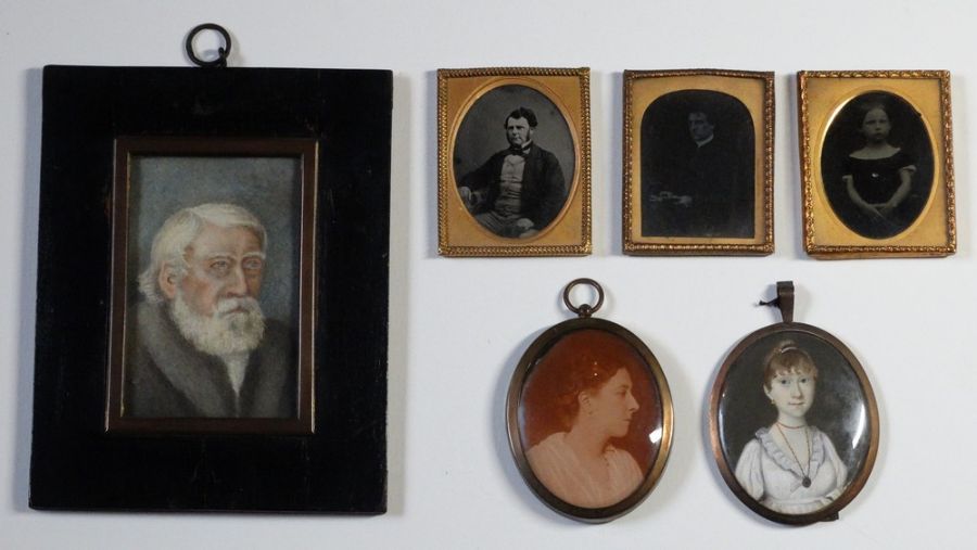 *Item to be collected from Friargate, Derby* A 19th century oval portrait miniature, on ivory,