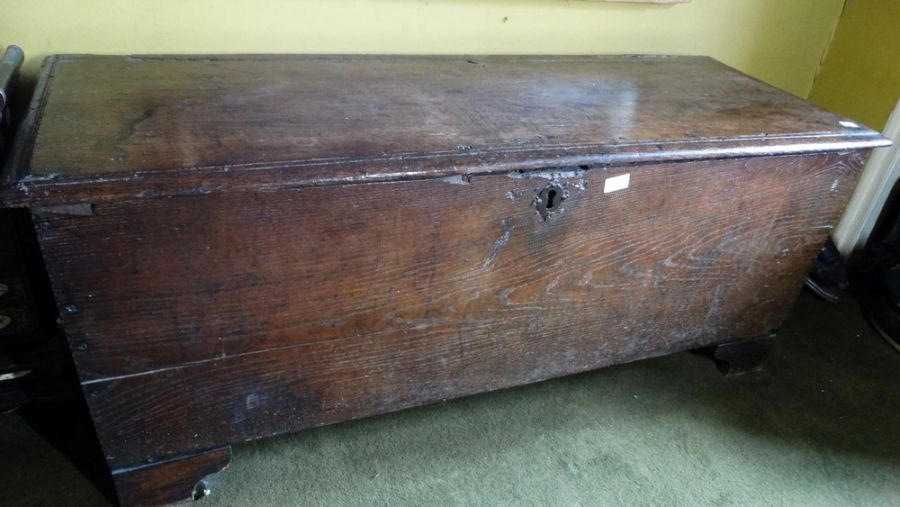 *Item to be collected from Friargate, Derby*  An 18th century oak coffer, of plain form, the