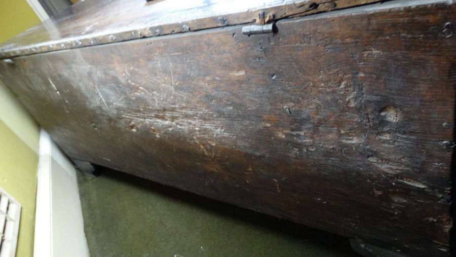 *Item to be collected from Friargate, Derby*  An 18th century oak coffer, of plain form, the - Image 12 of 12