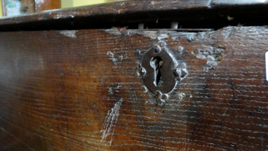 *Item to be collected from Friargate, Derby*  An 18th century oak coffer, of plain form, the - Image 7 of 12