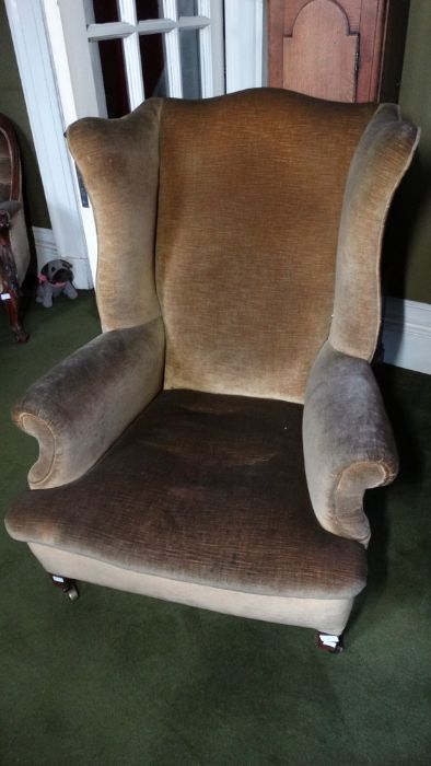 *Item to be collected from Friargate, Derby* A George III wing back armchair, raised on four - Image 3 of 3