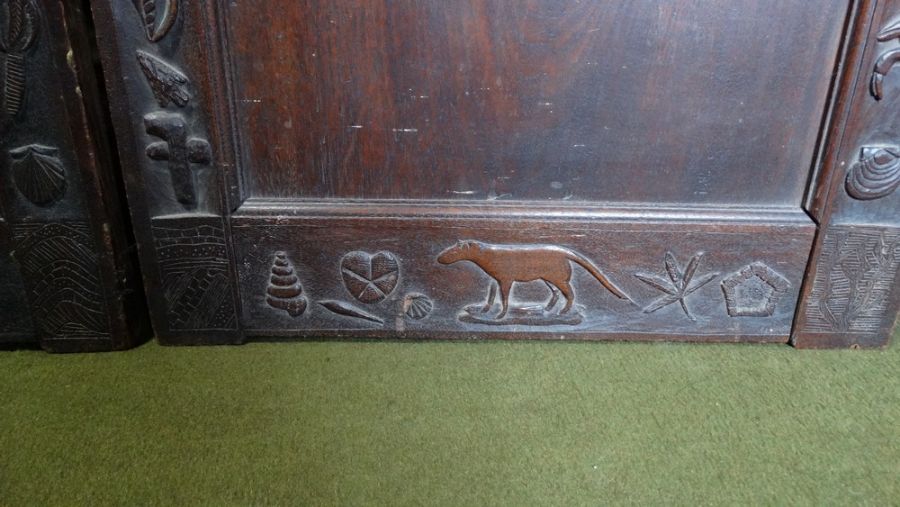 *Item to be collected from Friargate, Derby* A pair of 19th century oak panels, one carved depicting - Image 8 of 10