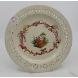 Rare Wedgwood creamware plate, ex Geoffrey Fisk collection and bears a label from the Stoke-on-Trent