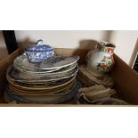 A quantity of assorted ceramics to include meat dishes , tureens , set four French cabinet plates