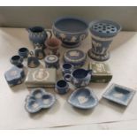A quantity of Wedgwood Jasperware  to include a teapot and a flower vase etc.
