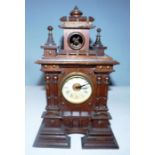 A late 19th century Austrian cuckoo mantel clock in architectural oak case, 32cm high condition: